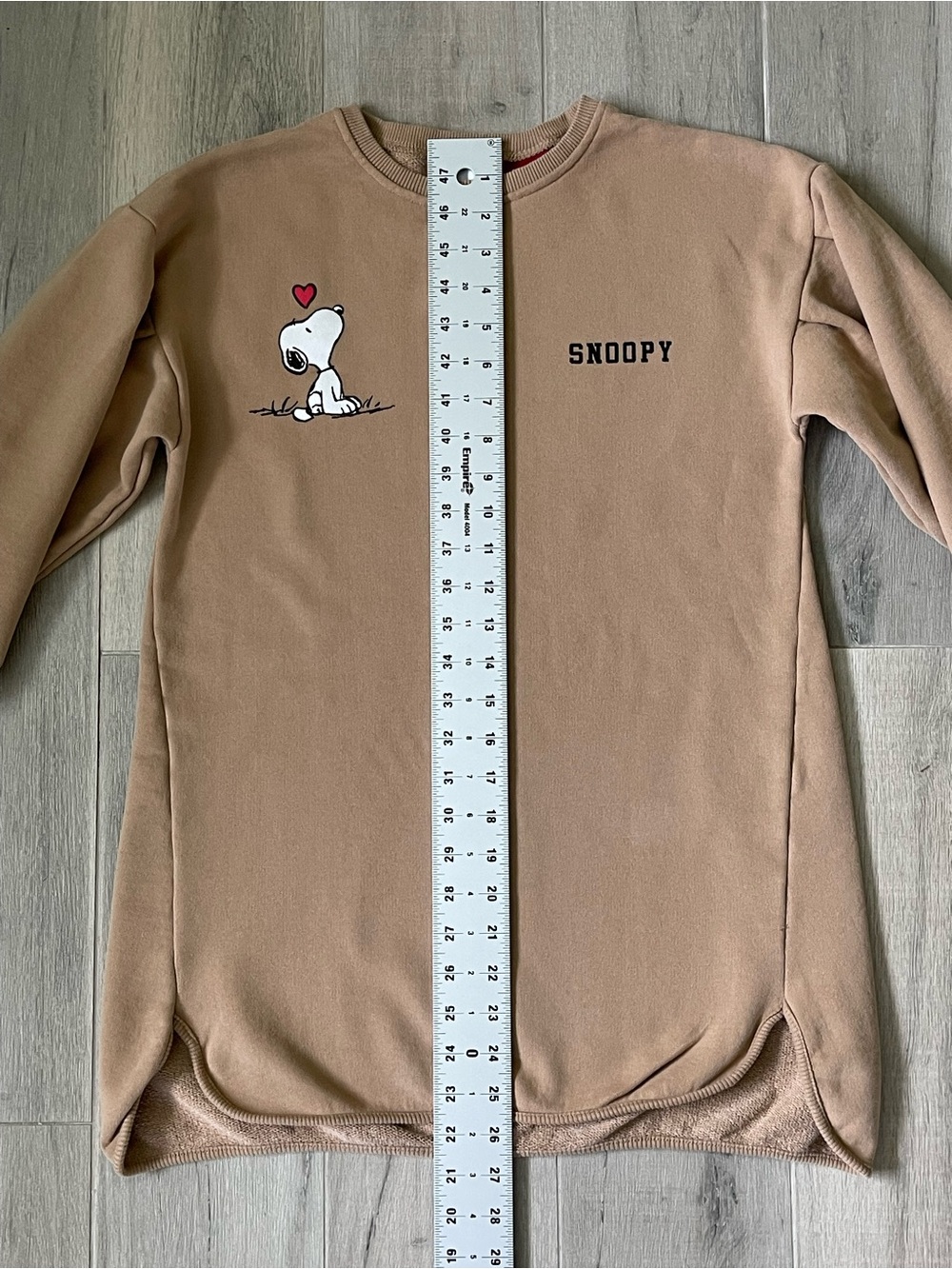 Zara Kids Girls Peanuts Snoopy Sweatshirt Dress Size 10 140 Beige Graphic - Picture 5 of 9
